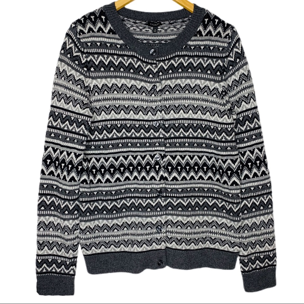 Talbots Fair Isle Cardigan Sweater Lambswool‎ Medium